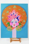 Schilderij vrouw blauw